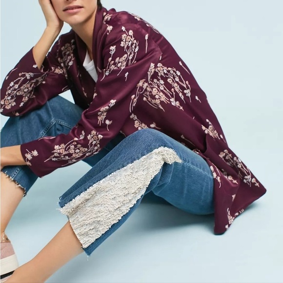 Anthropologie Pilcro High Rise Sequined Flared Jeans Light Wash High Waist Sz 31 - Picture 1 of 11